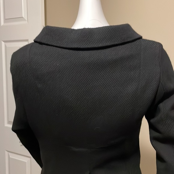 Black wool fitted asymmetric crop jacket rounded collar very unique Size Small - Picture 7 of 12